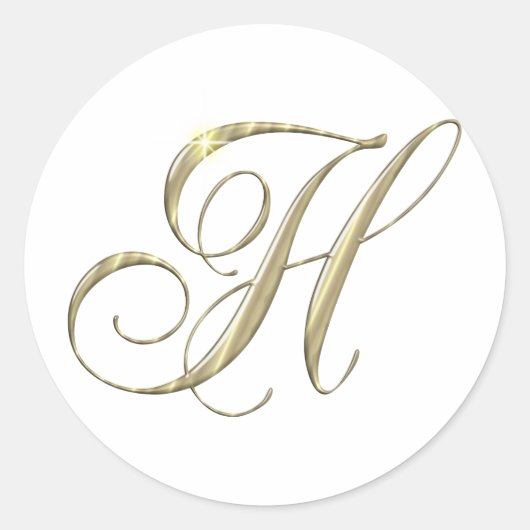Sticker Rond Lettre or H Monogramme Cadeau initial (Devant)