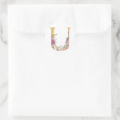 Sticker Rond Lettre or MONOGRAM U avec fleur (Sac)
