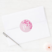 Sticker Rond Lettre P Monogramme Mariage rose Enveloppe Phoques (Enveloppe)