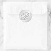 Sticker Rond Lettre P script initial faux argent monogramme fav (Sac)