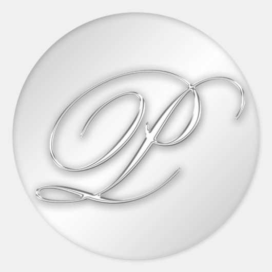 Sticker Rond Lettre P script initial faux argent monogramme fav (Devant)