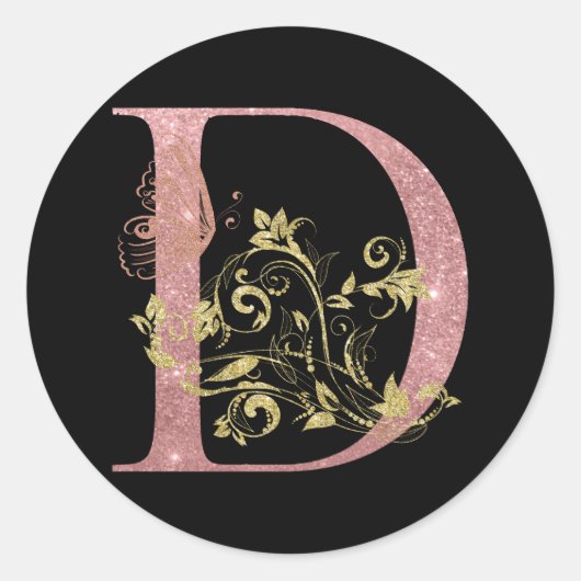 Sticker Rond Lettre Parties scintillant rose D (Devant)