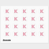 Sticker Rond Lettre Parties scintillant rose K (Feuille)