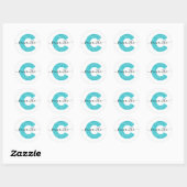 Sticker Rond LETTRE Parties scintillant Turquoise Fille C MONO (Feuille)