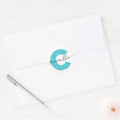 Sticker Rond LETTRE Parties scintillant Turquoise Fille C MONO (Enveloppe)