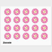 Sticker Rond Lettre Pois rose et Brown P (Feuille)