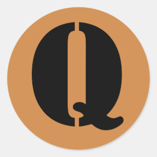 Sticker Rond Lettre Q Stencil Alphabet par Janz Pérou Gold