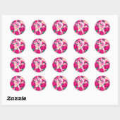 Sticker Rond Lettre R Aquarelle rose Monogramme circulaire (Feuille)