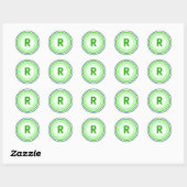 Sticker Rond Lettre R - Bleu + Vert (Feuille)