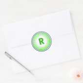 Sticker Rond Lettre R - Bleu + Vert (Enveloppe)