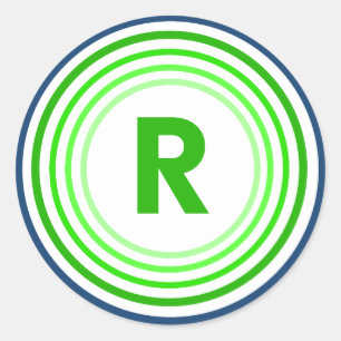 Sticker Rond Lettre R - Bleu + Vert