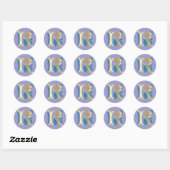 Sticker Rond Lettre R Monogramme Fleur de lis (Feuille)