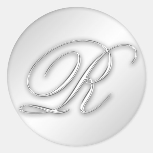 Sticker Rond Lettre R script initial faux argent monogramme fav (Devant)