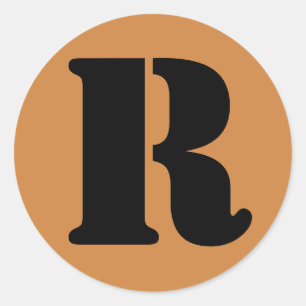 Sticker Rond Lettre R Stencil Alphabet par Janz Peru Gold