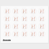 Sticker Rond LETTRE rose MONOGRAPHIQUE D'OR H FLEUVE ROSE BLANC (Feuille)