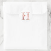 Sticker Rond LETTRE rose MONOGRAPHIQUE D'OR H FLEUVE ROSE BLANC (Sac)