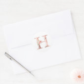 Sticker Rond LETTRE rose MONOGRAPHIQUE D'OR H FLEUVE ROSE BLANC (Enveloppe)