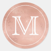 Sticker Rond LETTRE rose OR Dentelle blanche monogramme (Devant)