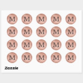 Sticker Rond LETTRE rose OR Lace NOIR MONOGRAPHIQUE NOIR (Feuille)