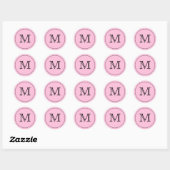 STICKER ROND LETTRE ROSE PERSONNALISÉE NOIR MACHINE (Feuille)