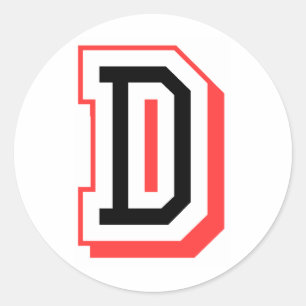 Sticker Rond Lettre rouge et noire D
