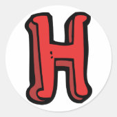 Sticker Rond Lettre rouge gras H Fun Alphabet (Devant)