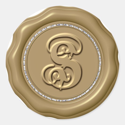 Sticker Rond *~* Lettre S Cercle Diamant Chaussure D'OR Scellan (Devant)