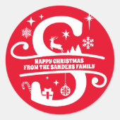 Sticker Rond Lettre S Monogramme Nom de famille initial Salutat (Devant)