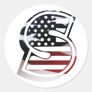 Sticker Rond Lettre S Monogramme USA