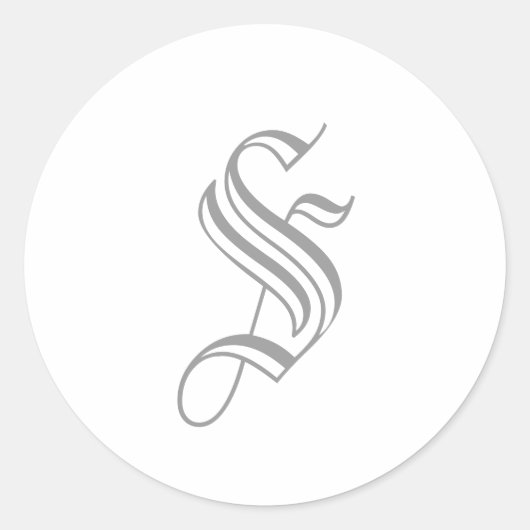 Sticker Rond Lettre S Stick Monogram Gris Vieux Anglais (Devant)