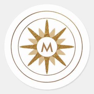 Sticker Rond LETTRE Simple MONOGRAPHIQUE DE DÉBUT D'OR Minimali