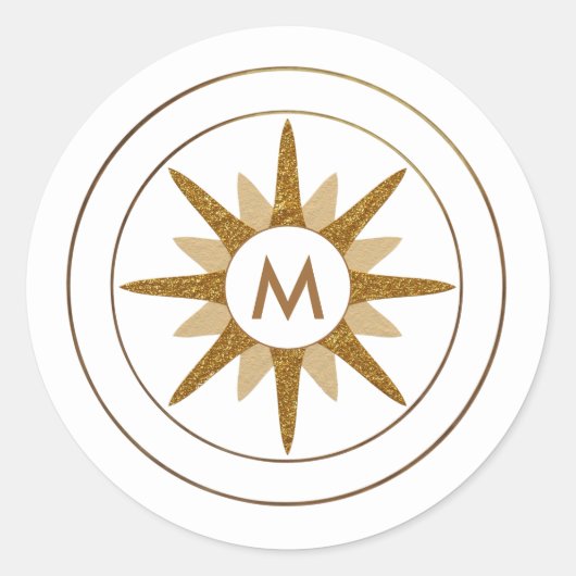 Sticker Rond LETTRE Simple MONOGRAPHIQUE DE DÉBUT D'OR Minimali (Devant)
