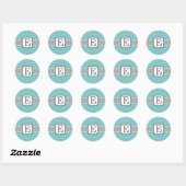 Sticker Rond LETTRE turquoise MONÂTRE BLANC E Chevron (Feuille)