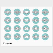 Sticker Rond LETTRE turquoise MONÂTRE BLANC G Chevron (Feuille)