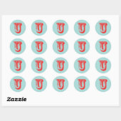 Sticker Rond Lettre U carnaval style monogramme initiale préfér (Feuille)