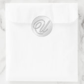 Sticker Rond Lettre U script initial faux argent monogramme fav (Sac)
