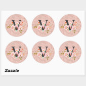 Sticker Rond Lettre V (Feuille)