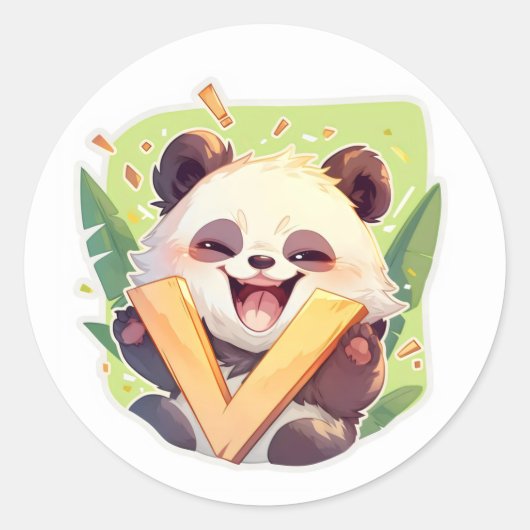 Sticker Rond Lettre V Anime Panda (Devant)