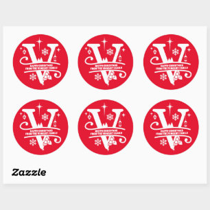 Sticker Rond Lettre V Monogramme Nom de famille initial Salutat