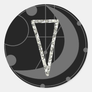 Sticker Rond Lettre V Rune Monogramme géométrique Lune Noire
