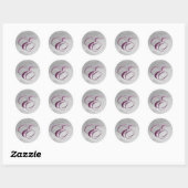 Sticker Rond Lettre violette E Monogramme (Feuille)