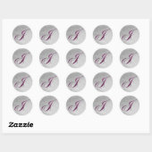 Sticker Rond Lettre violette J Monogramme (Feuille)