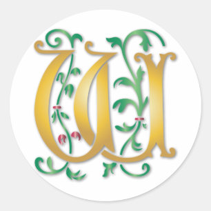 Sticker Rond Lettre W Monogramme