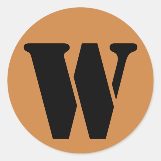 Sticker Rond Lettre W Stencil Alphabet par Janz Peru Gold (Devant)