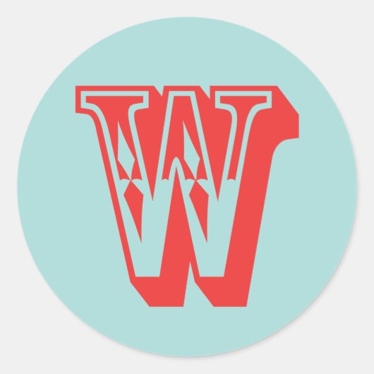 Sticker Rond Lettre W style carnaval monogramme première préfér (Devant)