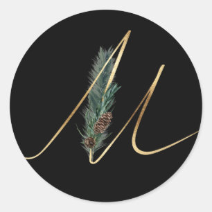 Sticker Rond lettre X de monogramme d'hiver