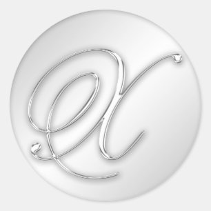 Sticker Rond Lettre X script initial faux argent monogramme fav