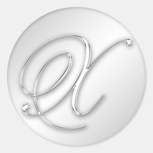 Sticker Rond Lettre X script initial faux argent monogramme fav (Devant)