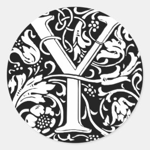 Sticker Rond Lettre Y Monogramme Médiéval Art Nouveau