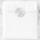 Sticker Rond Lettre Y script initial faux argent monogramme fav (Sac)